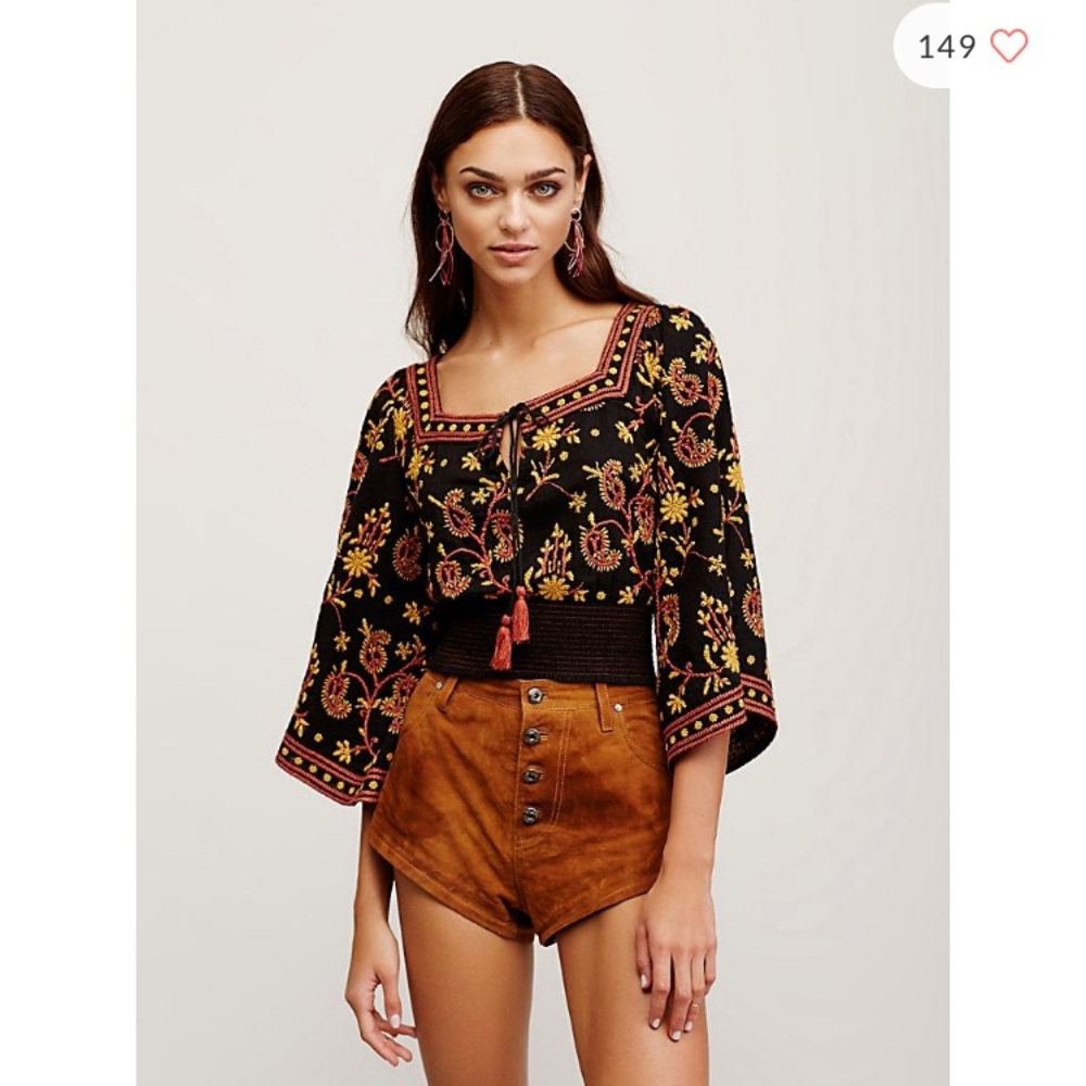 Free people crop embroidered top